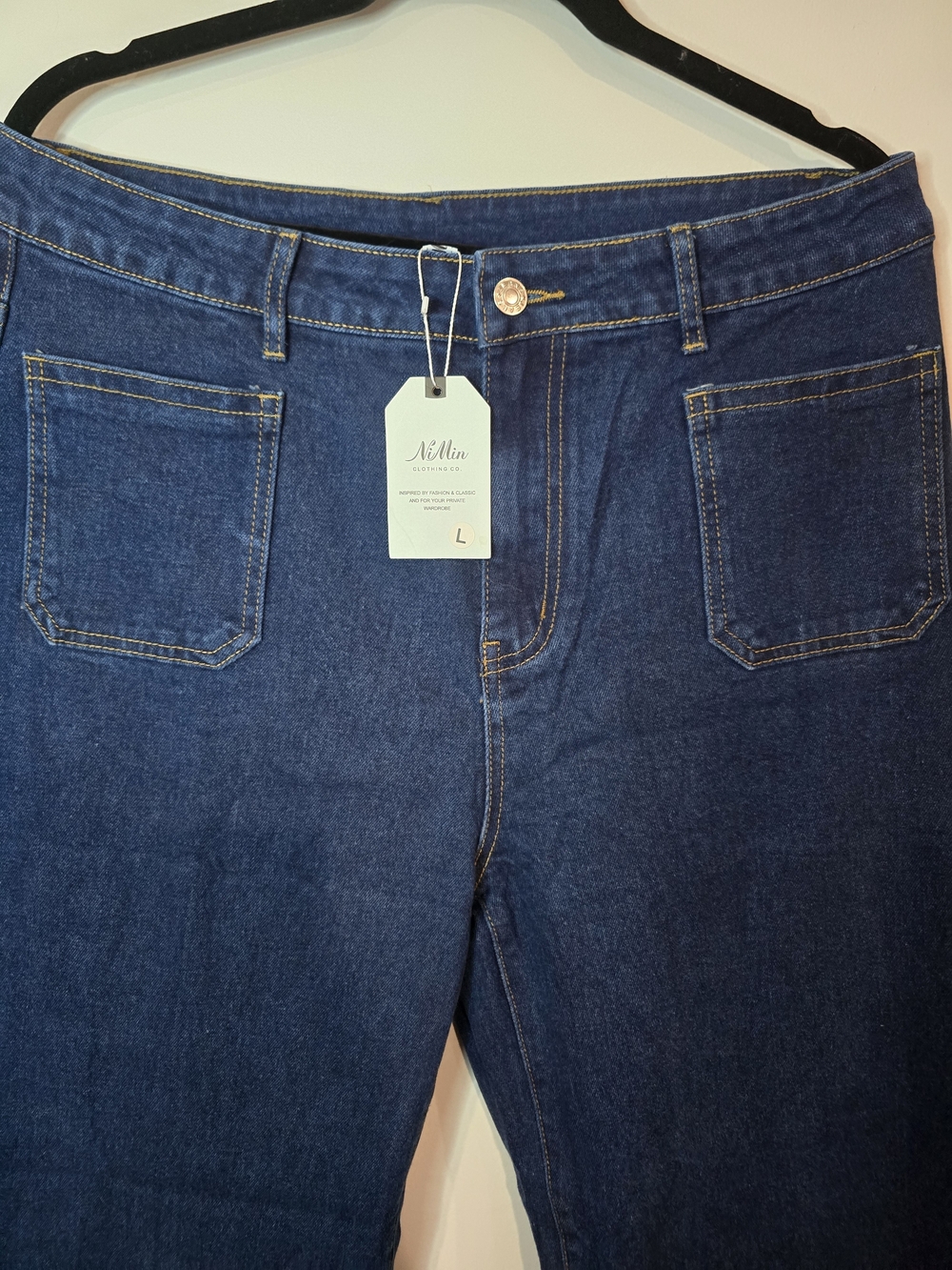 Dark Blue Wide-Leg Women's Jeans - L